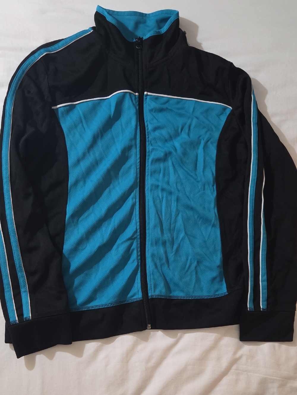 Black & Teal Full-Zip Womens Athletic Jacket